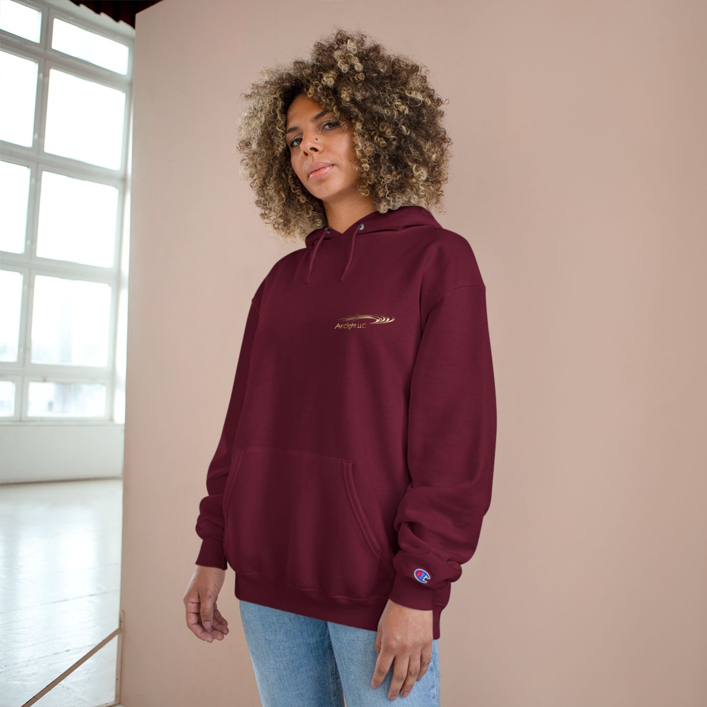 Stylish Champion Hoodie with Arclight LLC Design