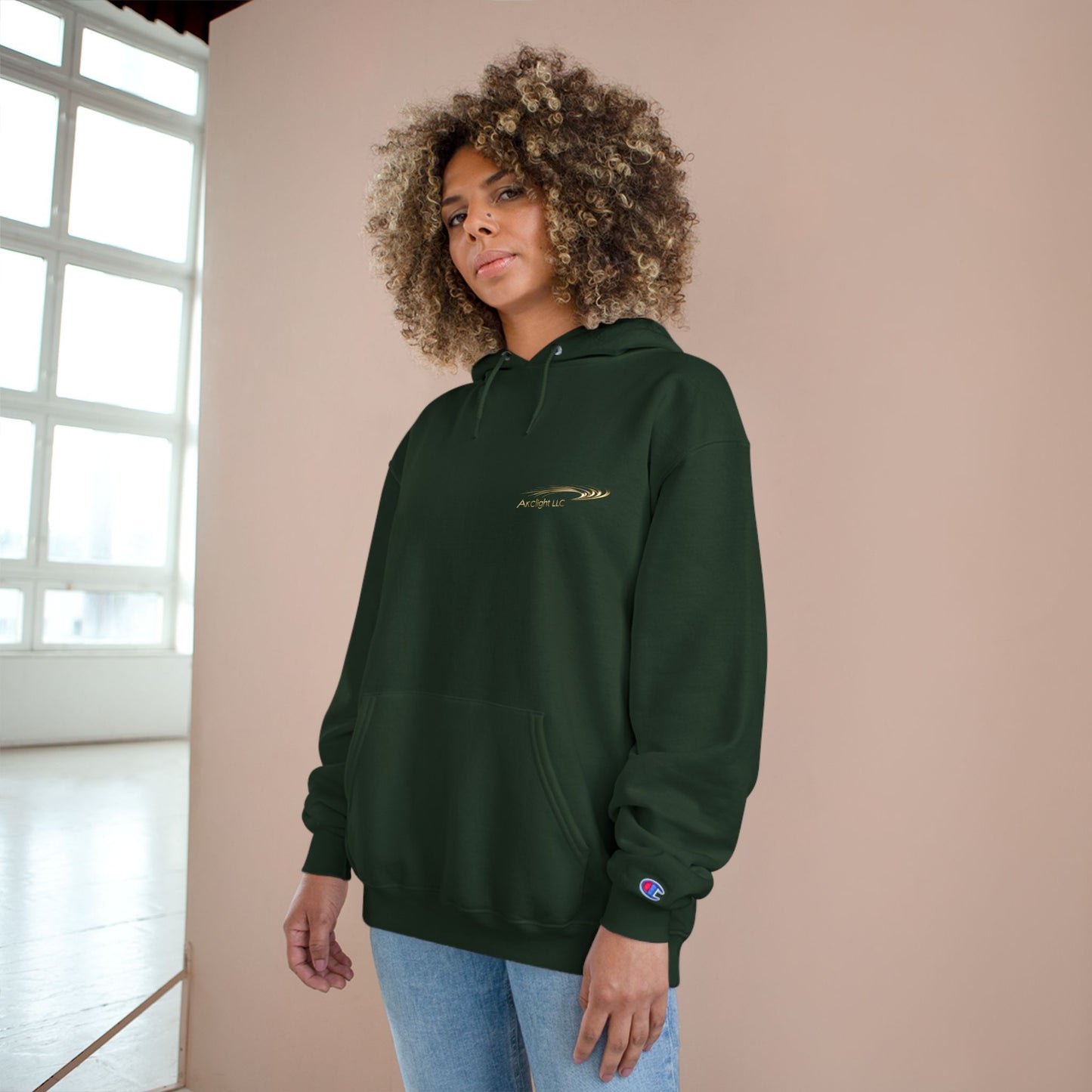 Stylish Champion Hoodie with Arclight LLC Design
