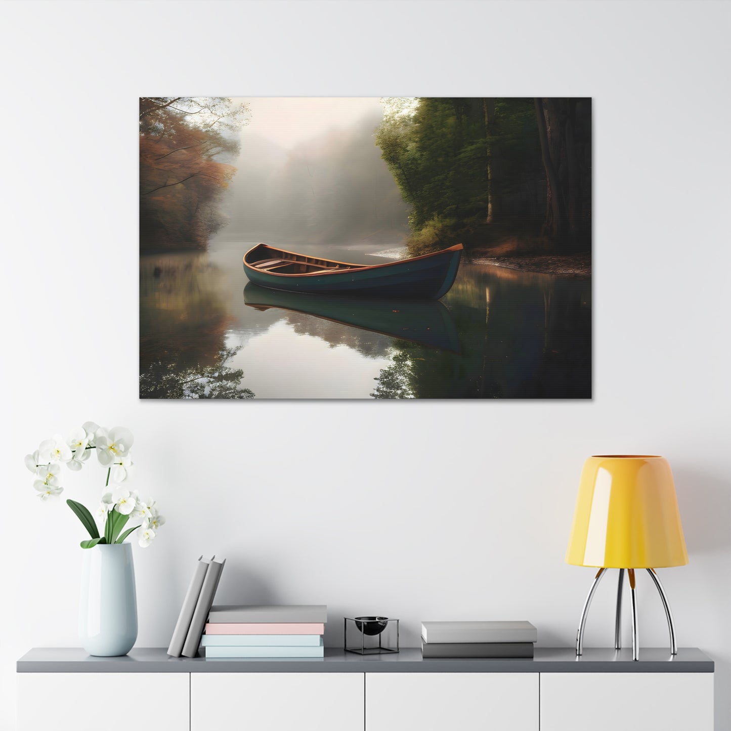 Boat On River Canvas Print