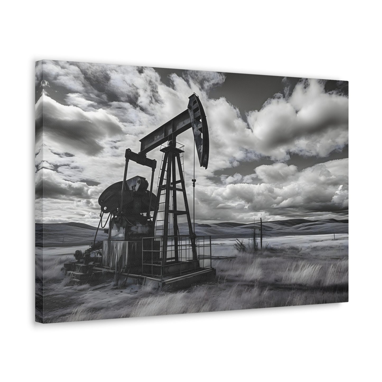 Black and White Oil Feild Canvas Print