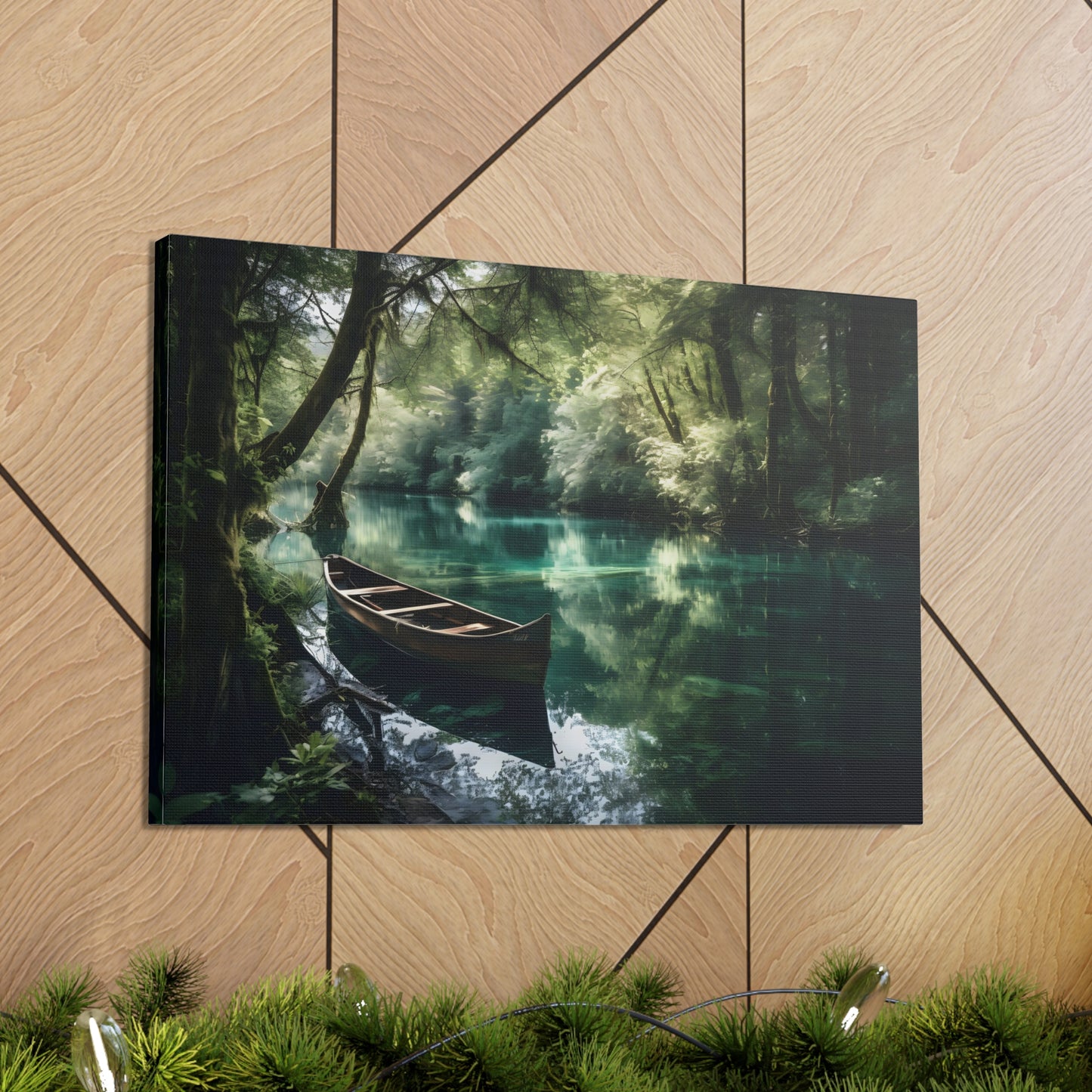 Green Forest Lake Canvas Print