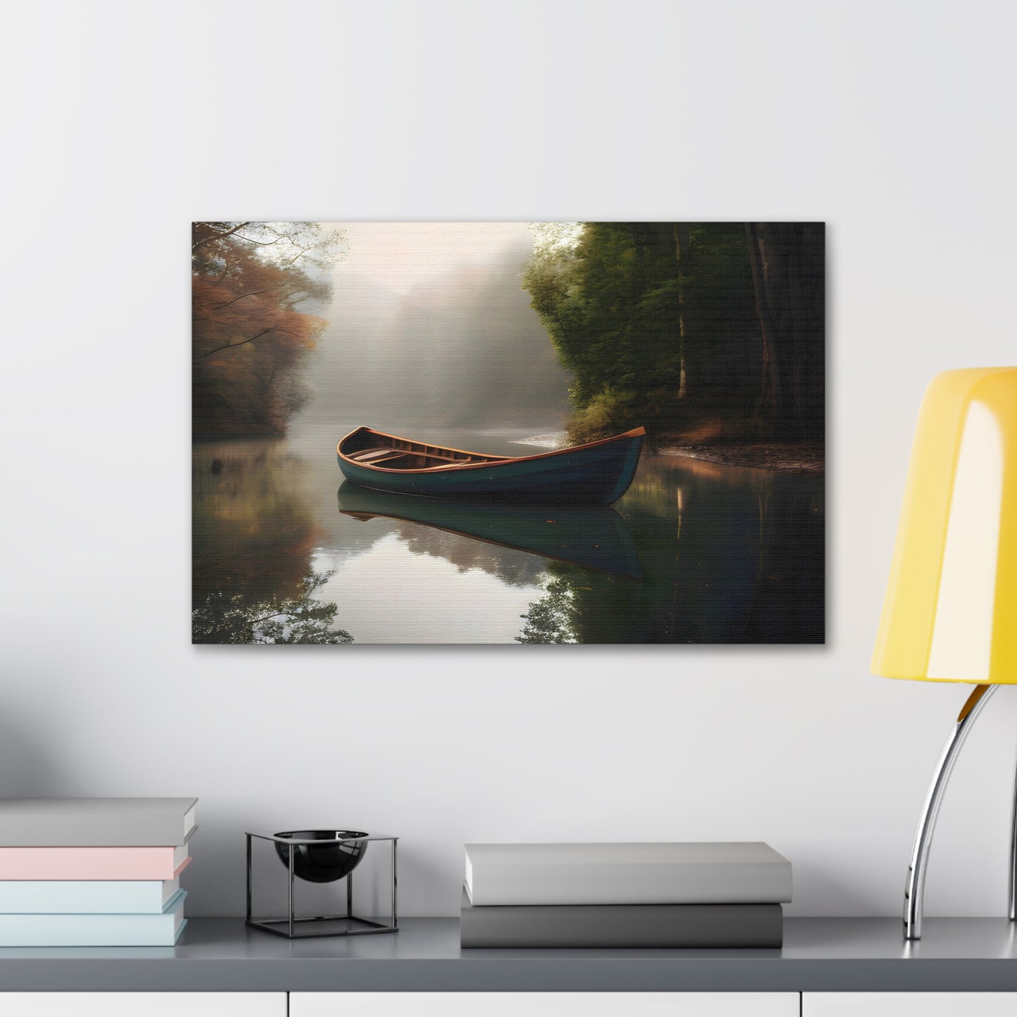 Boat On River Canvas Print