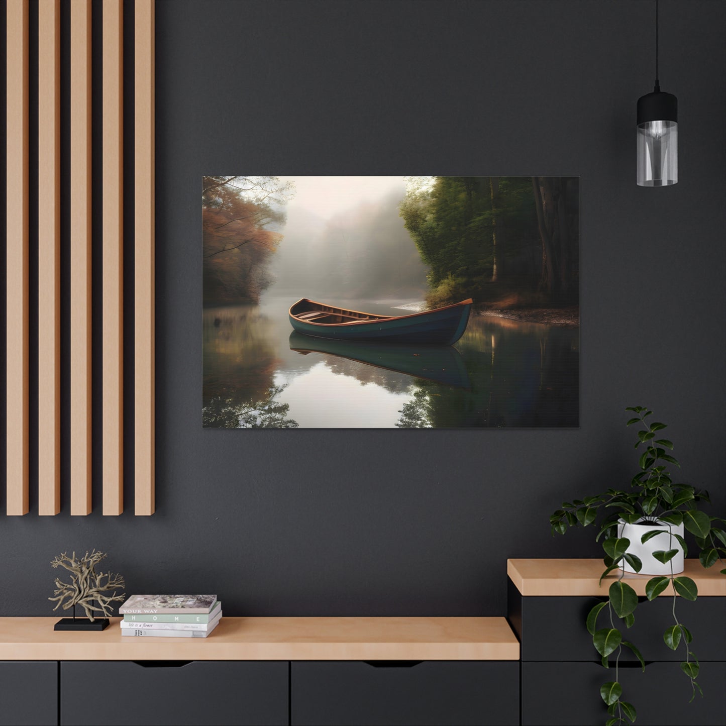 Boat On River Canvas Print