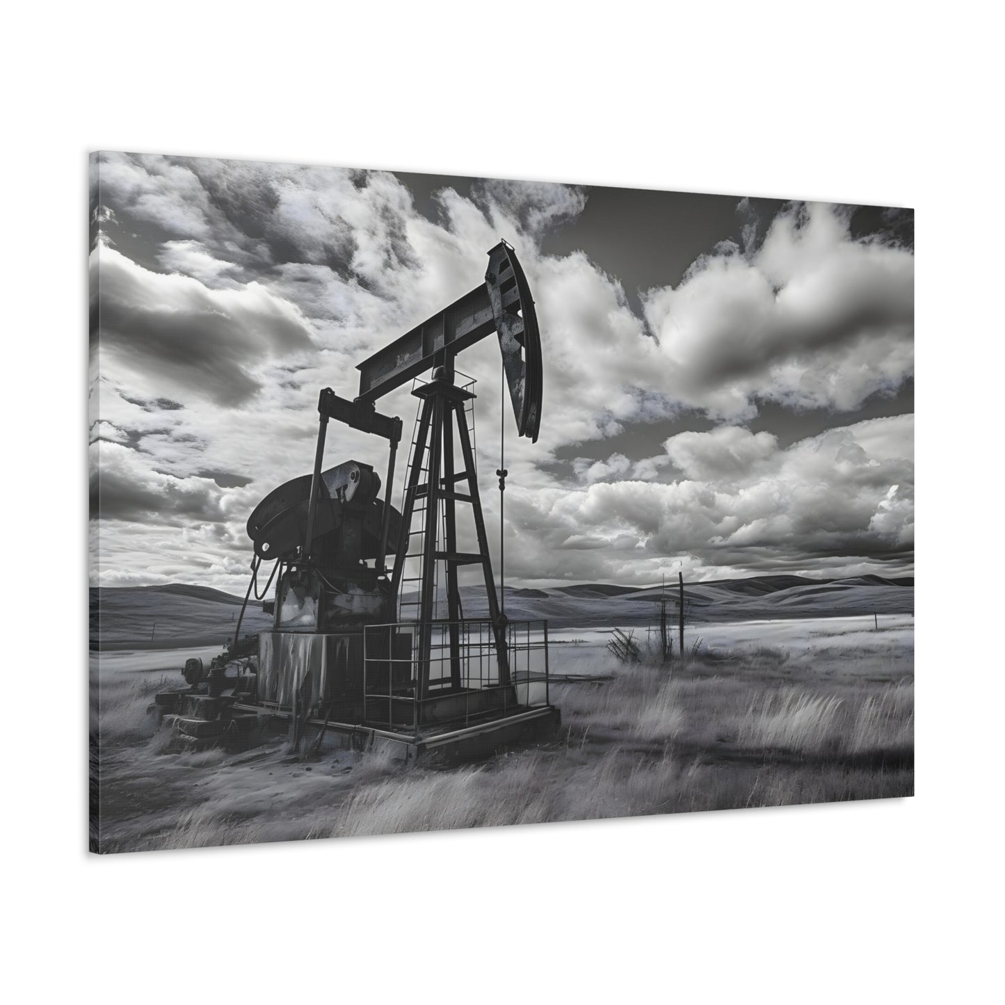 Black and White Oil Feild Canvas Print