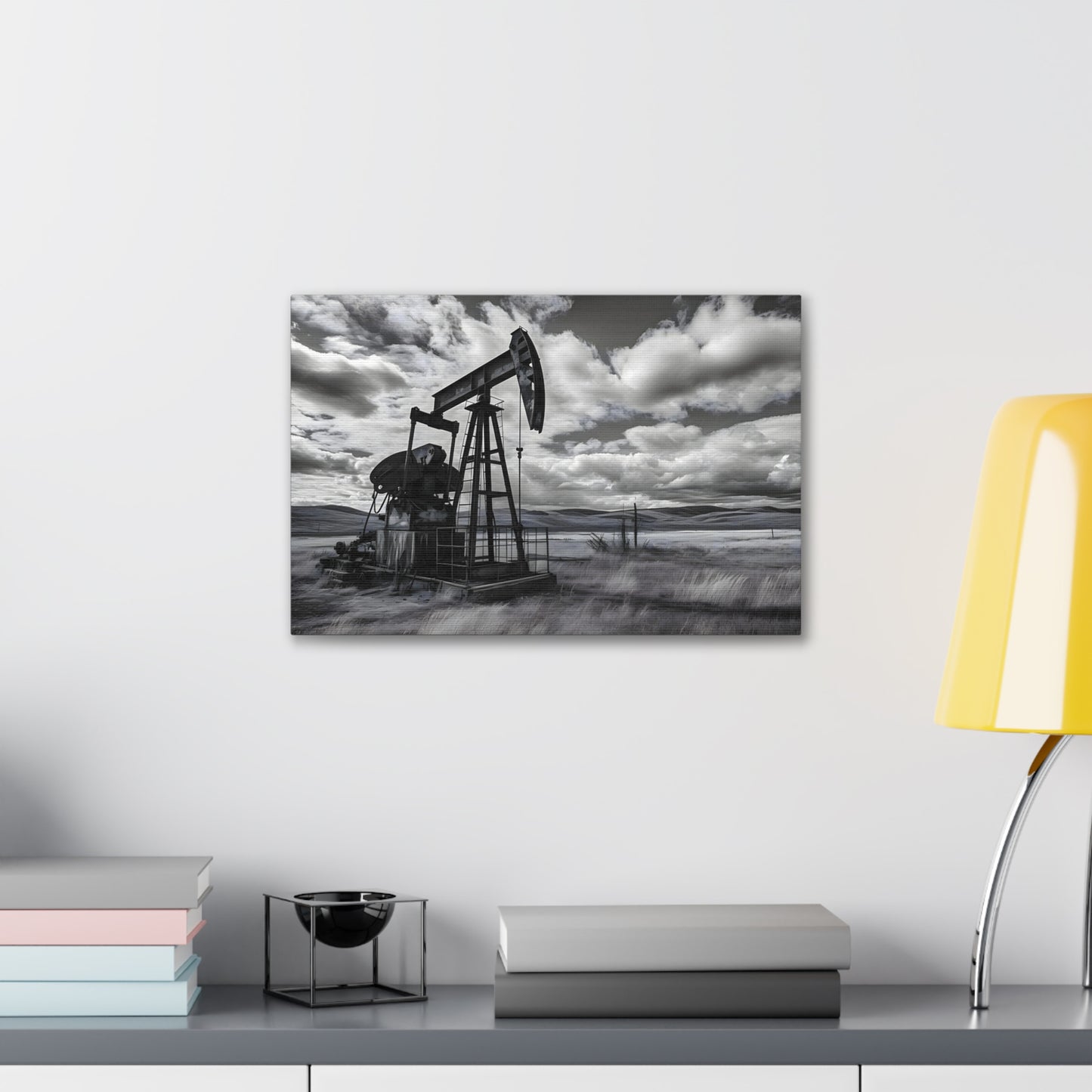 Black and White Oil Feild Canvas Print