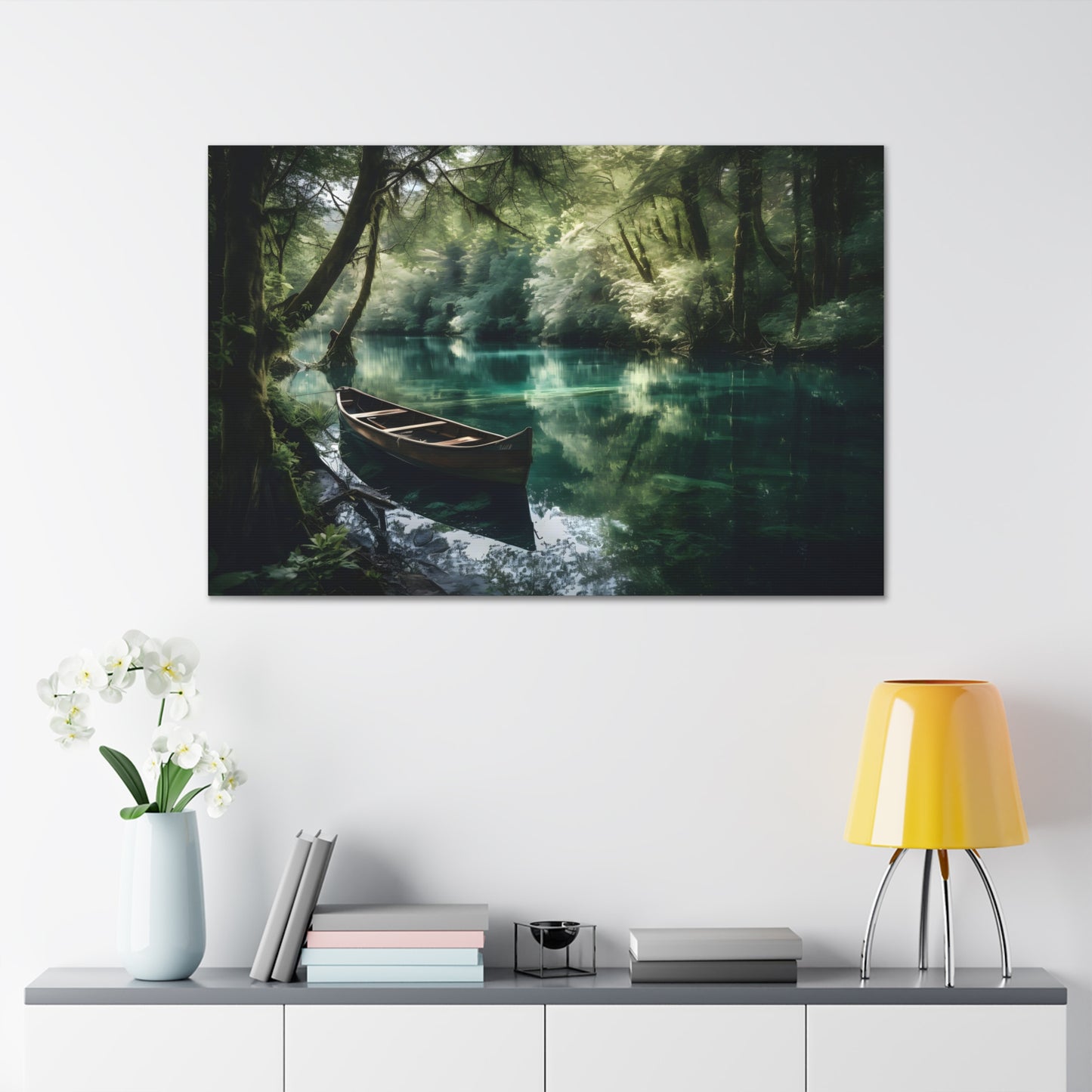 Green Forest Lake Canvas Print