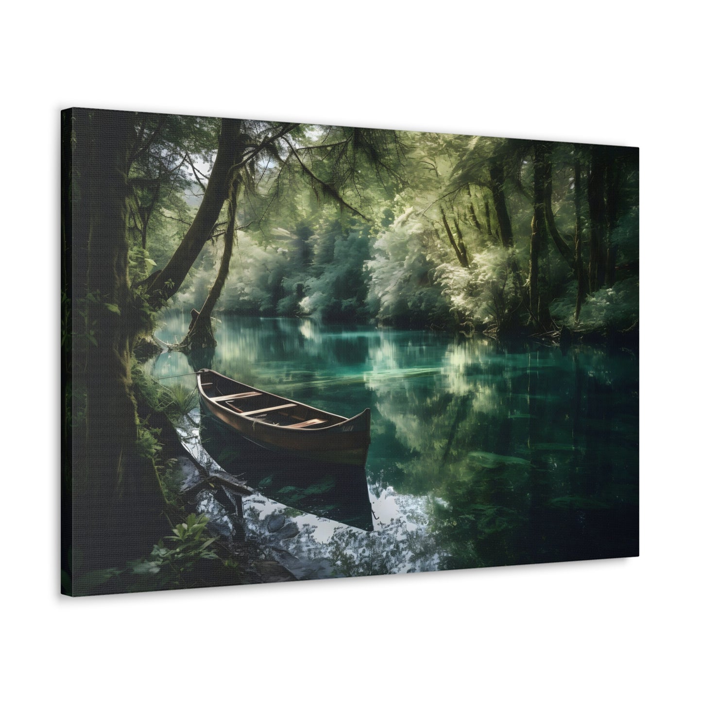 Green Forest Lake Canvas Print