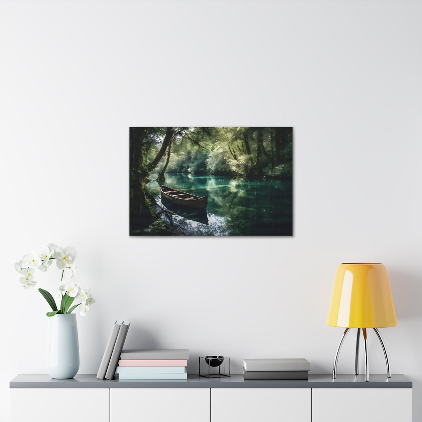 Green Forest Lake Canvas Print