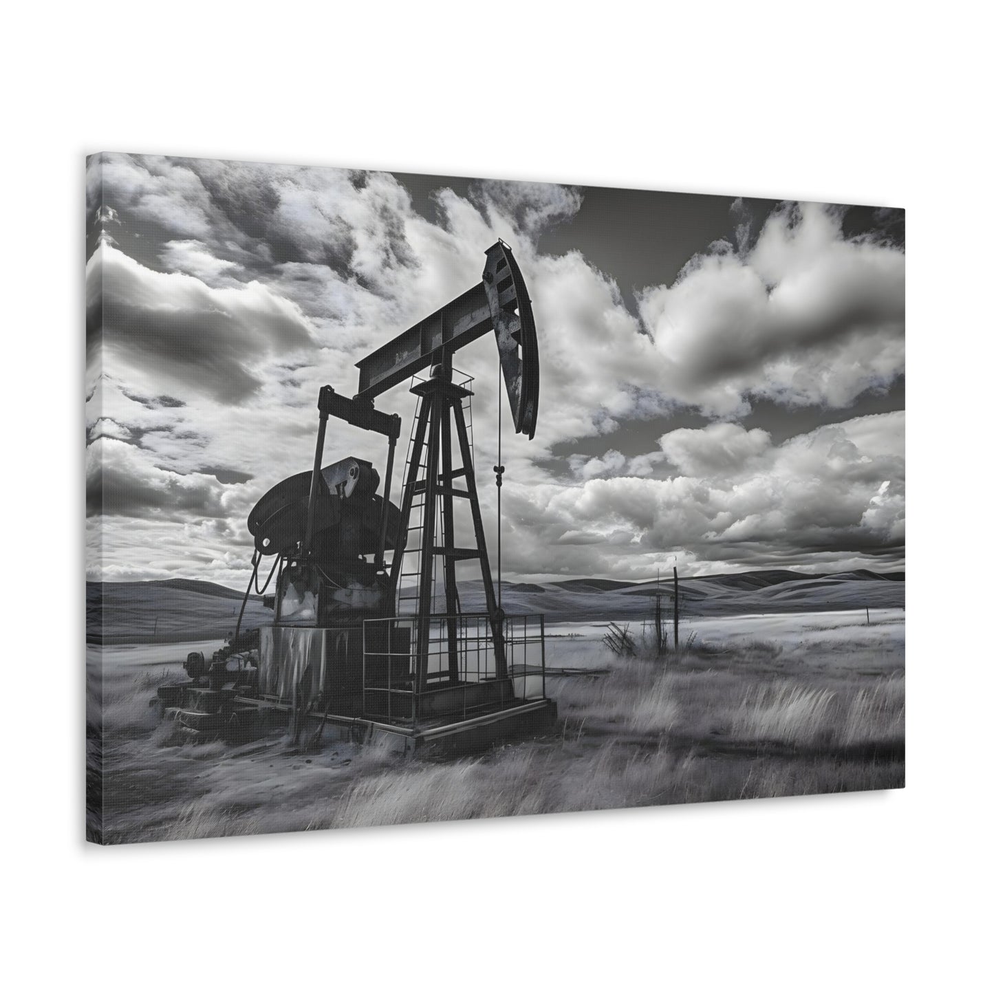 Black and White Oil Feild Canvas Print