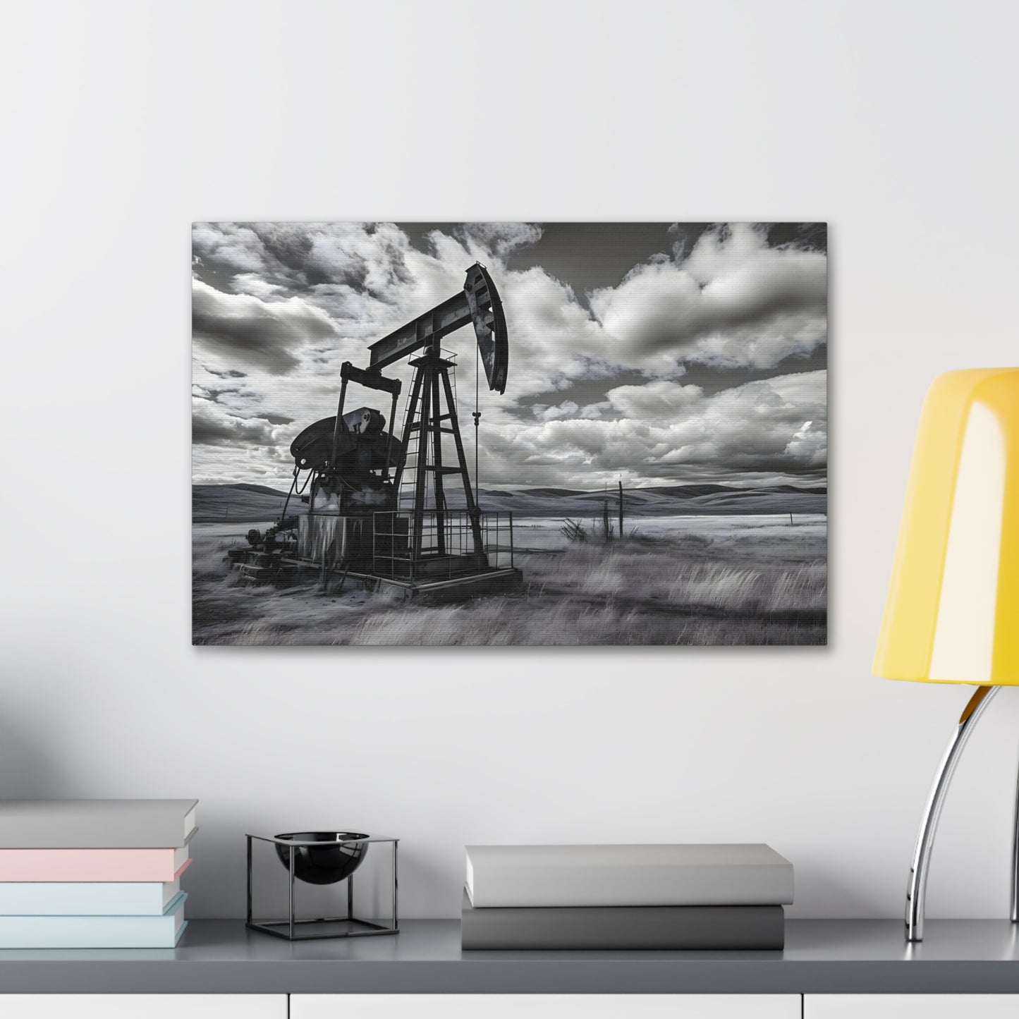 Black and White Oil Feild Canvas Print