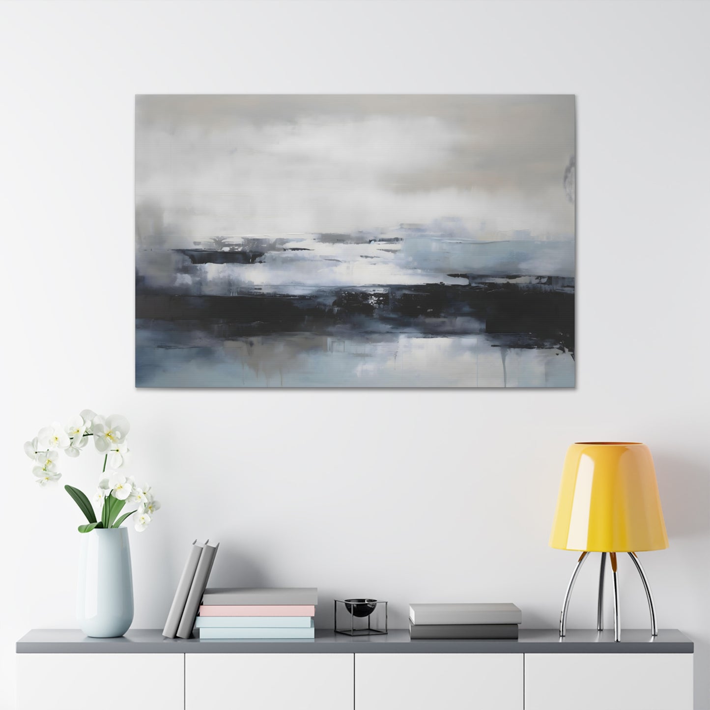 Blue and White Abstract Canvas Print