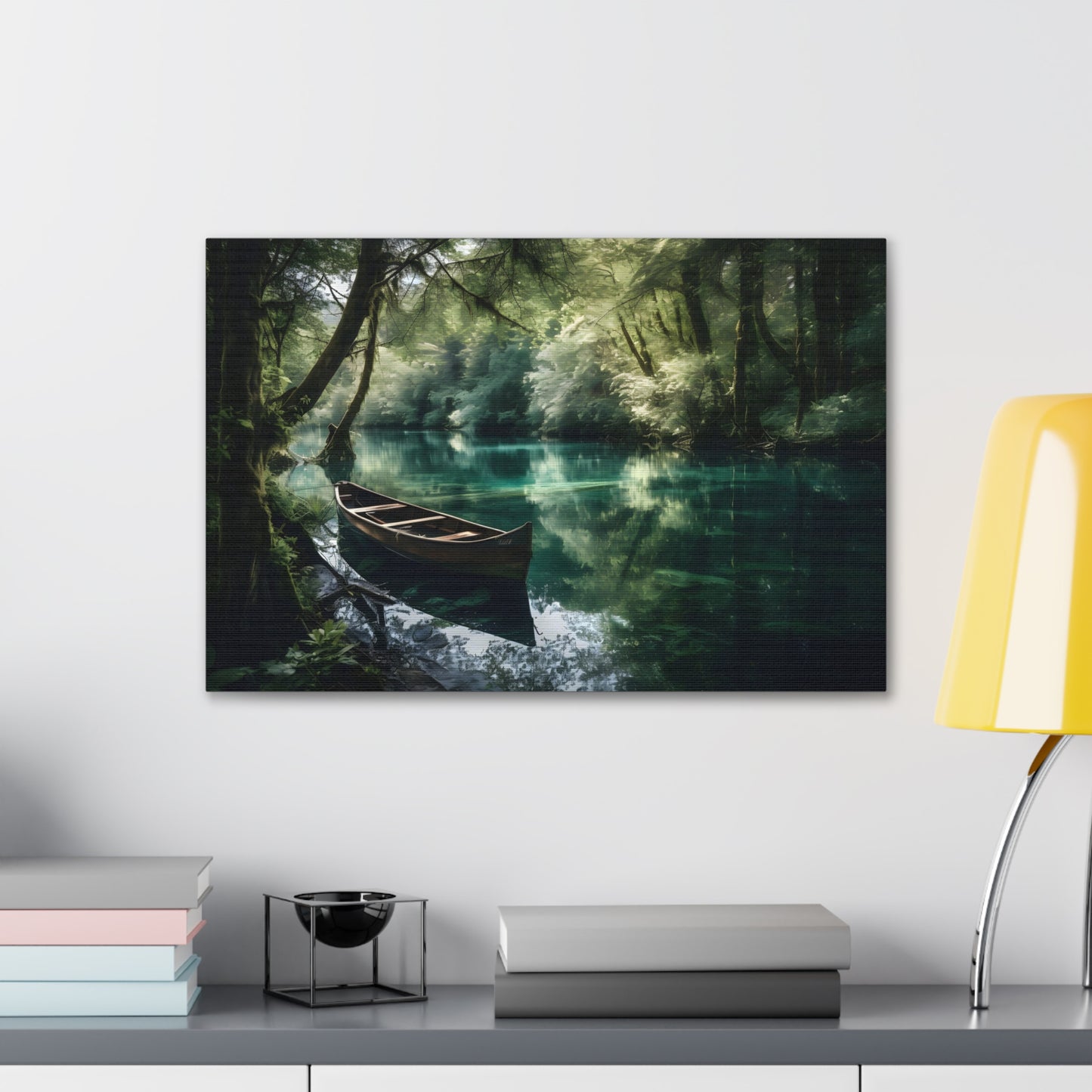 Green Forest Lake Canvas Print