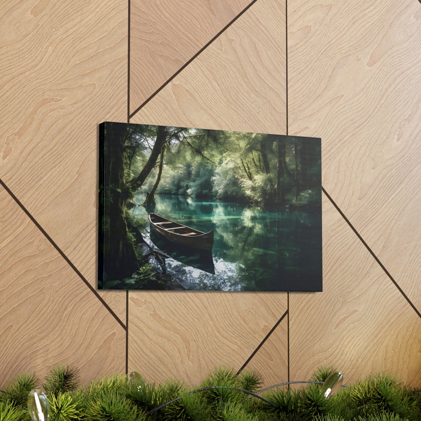 Green Forest Lake Canvas Print