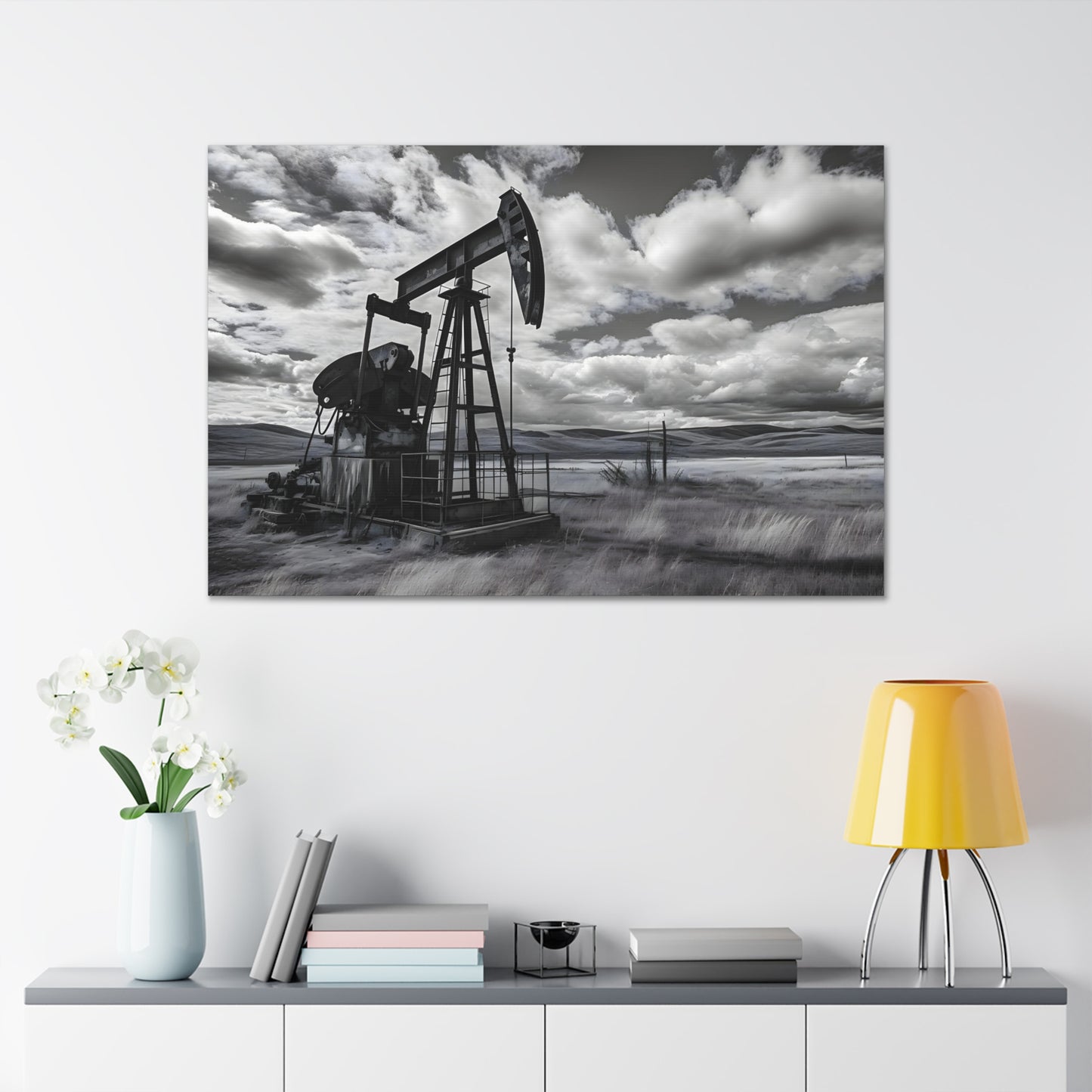 Black and White Oil Feild Canvas Print