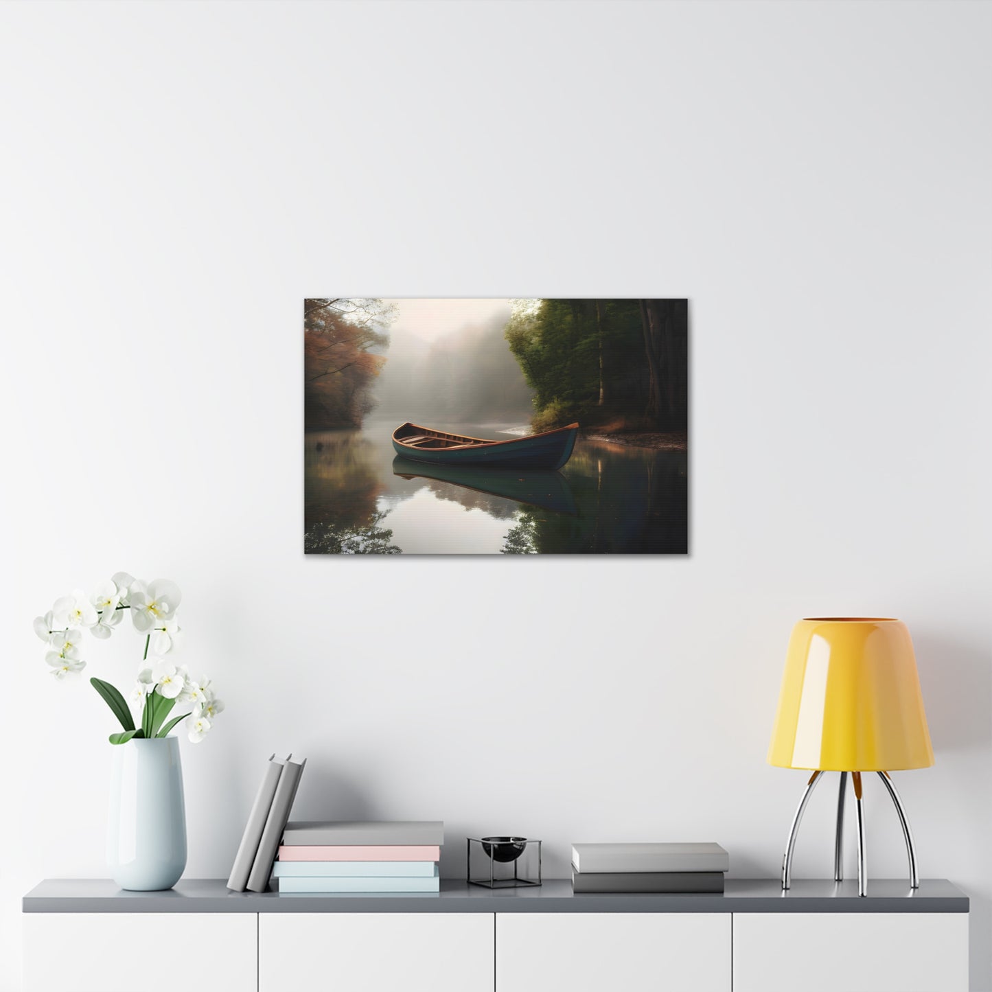 Boat On River Canvas Print