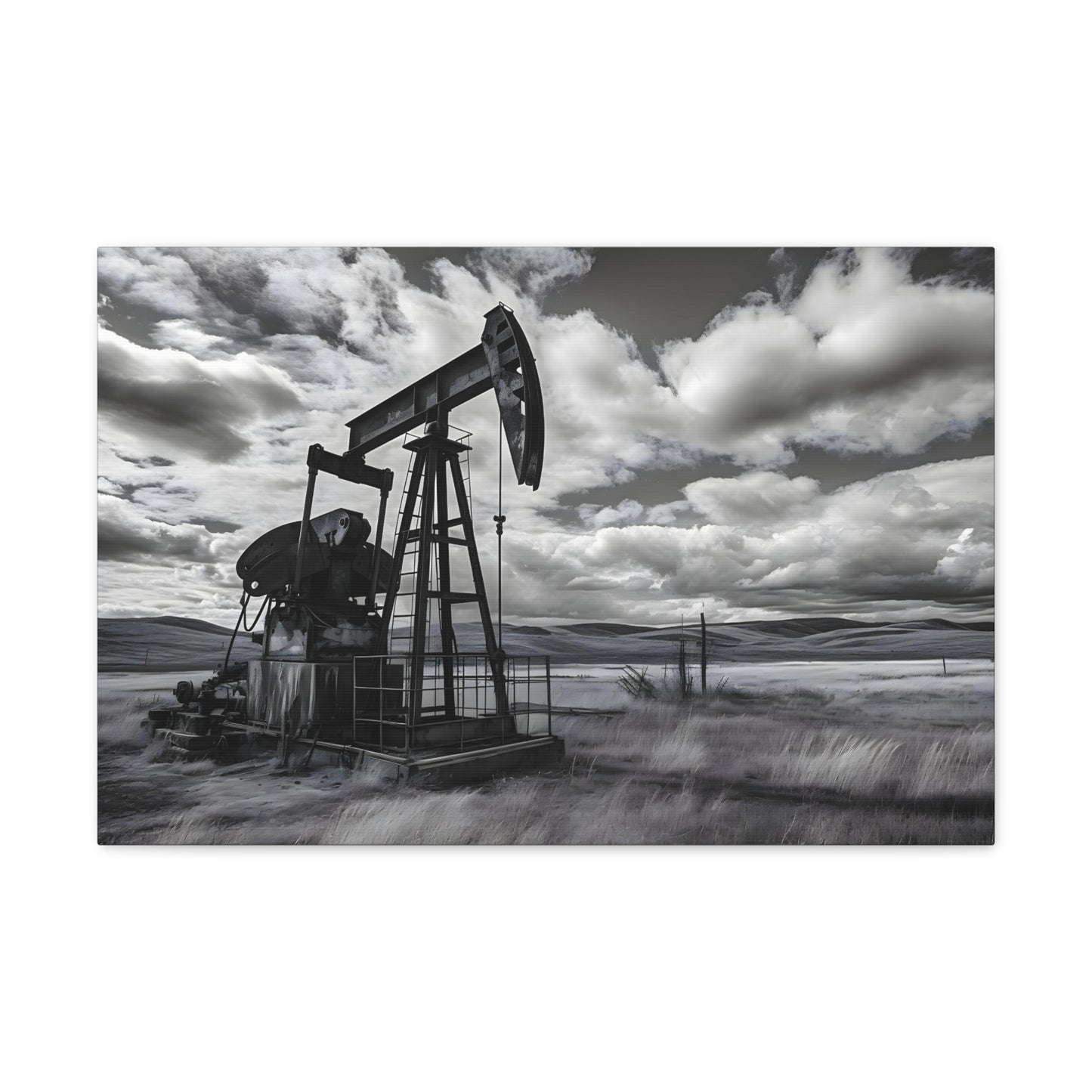 Black and White Oil Feild Canvas Print