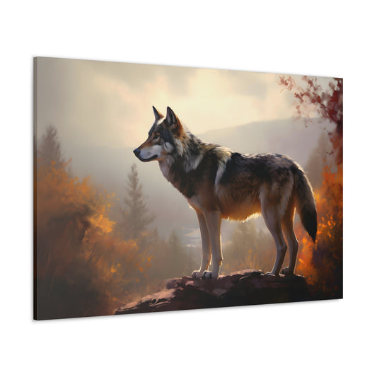 Oil Painting of Wolf Canvas Print