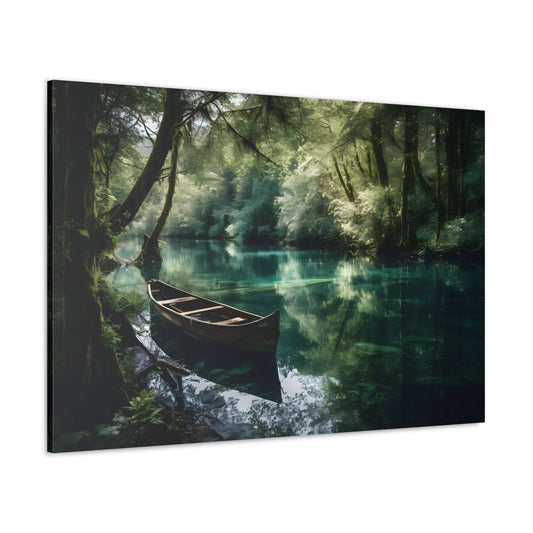 Green Forest Lake Canvas Print