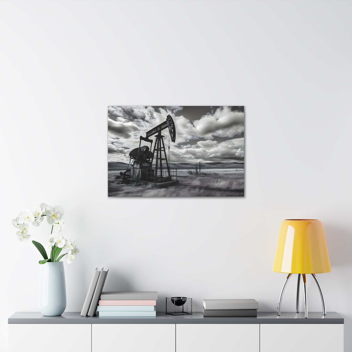 Black and White Oil Feild Canvas Print