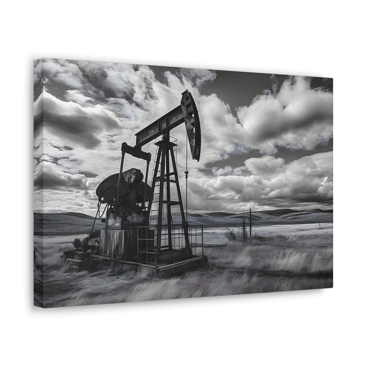 Black and White Oil Feild Canvas Print